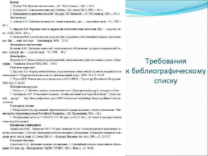Требования к библиографическому списку 