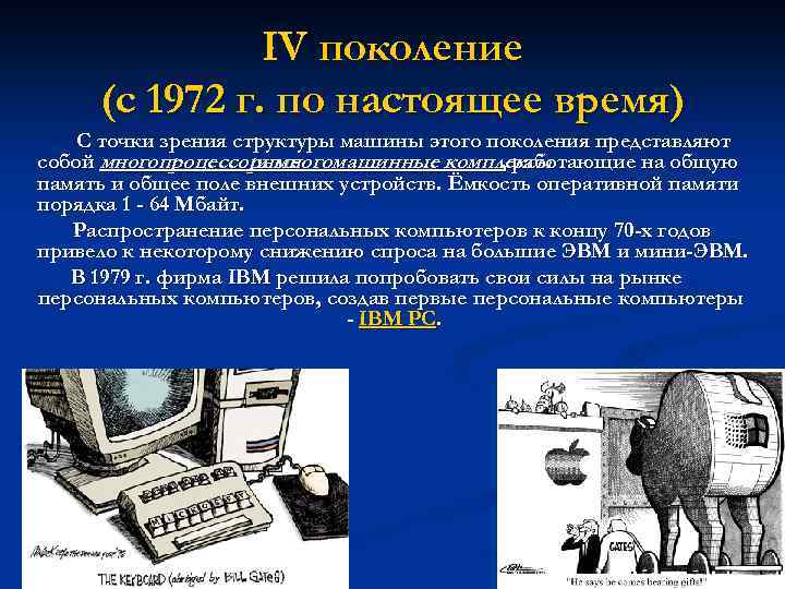 IV поколение (с 1972 г. по настоящее время) C точки зрения структуры машины этого