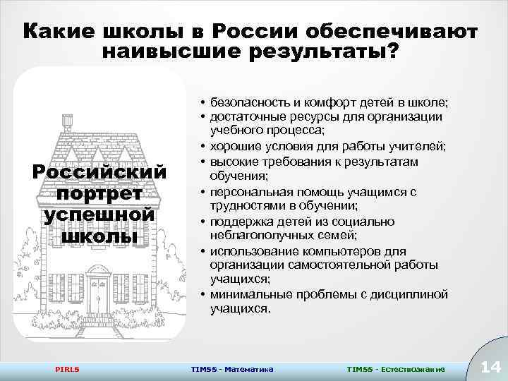 Какие школы в России обеспечивают наивысшие результаты? Российский портрет успешной школы PIRLS • безопасность