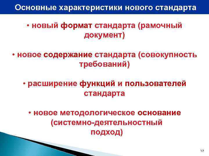 Характеристика нового стандарта. В основные характеристики нового стандарта не входит.