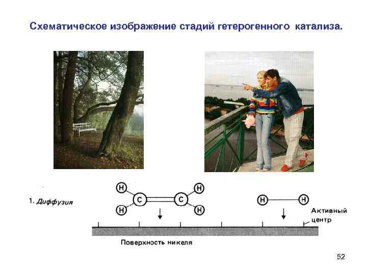 Схематическое изображение стадий гетерогенного катализа. 52 
