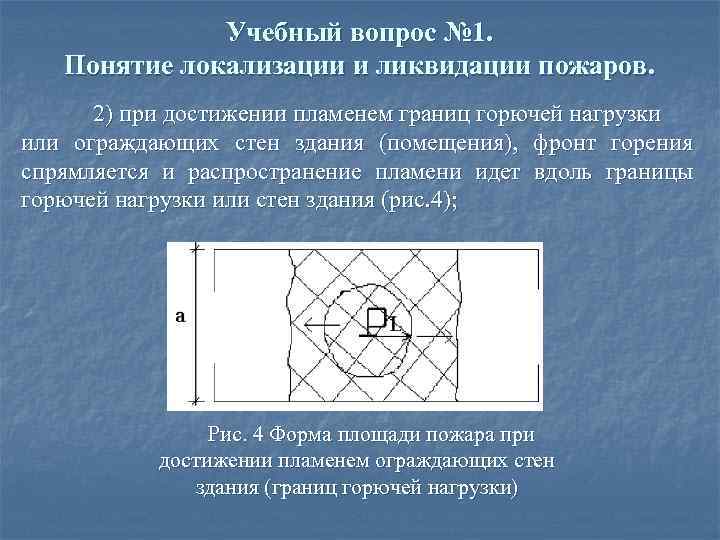 Учебный вопрос № 1. Понятие локализации и ликвидации пожаров. 2) при достижении пламенем границ