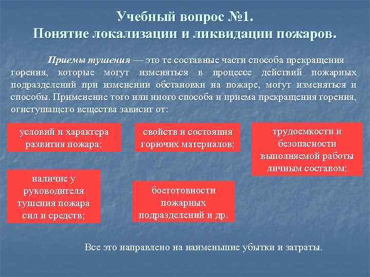 Локализация и ликвидация. Понятие локализация пожара. Направление тушения пожара. Решающее направление тушения пожара. Стадия локализации пожара.