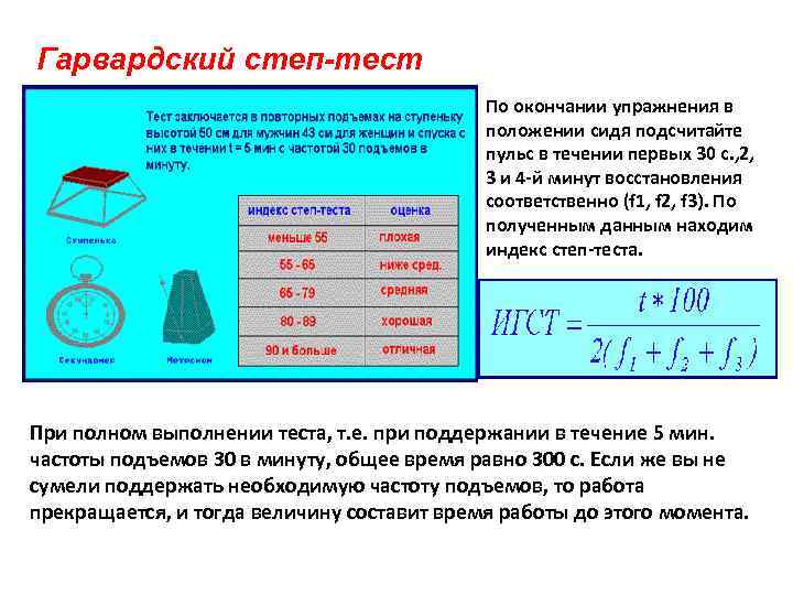 Гарвардский степ тест презентация