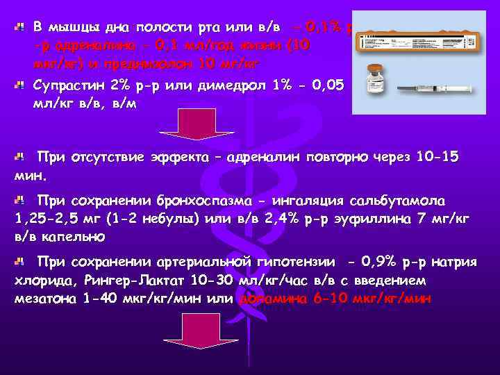 В мышцы дна полости рта или в/в - 0, 1% р -р адреналина -