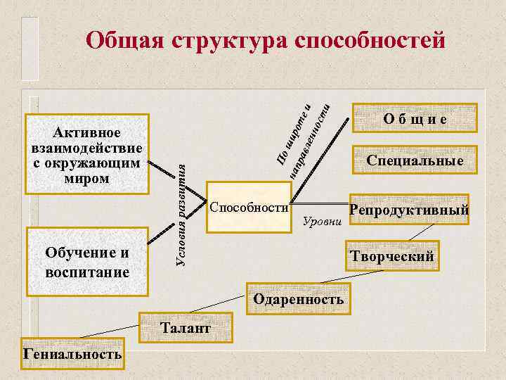 Обучение и воспитание Способности ти нос Уровни Гениальность Специальные Репродуктивный Творческий Одаренность Талант Общие