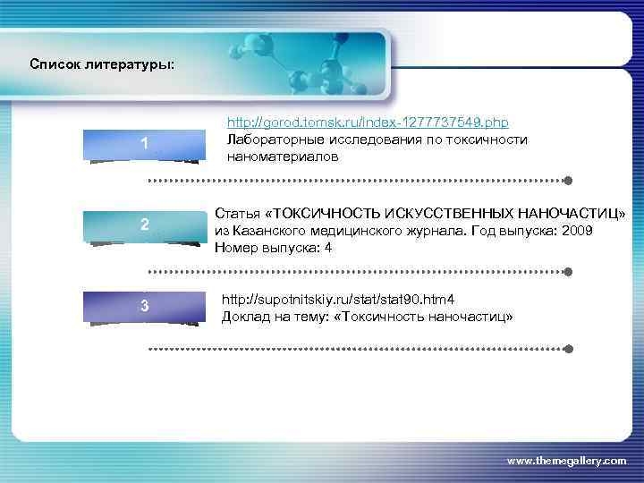 Список литературы: 2 1 2 2001 3 http: //gorod. tomsk. ru/index-1277737549. php Лабораторные исследования