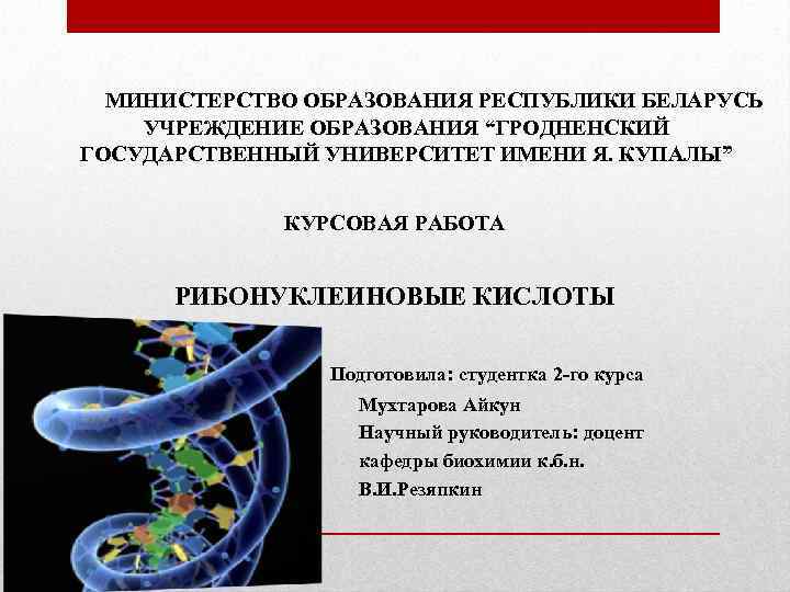 МИНИСТЕРСТВО ОБРАЗОВАНИЯ РЕСПУБЛИКИ БЕЛАРУСЬ УЧРЕЖДЕНИЕ ОБРАЗОВАНИЯ “ГРОДНЕНСКИЙ ГОСУДАРСТВЕННЫЙ УНИВЕРСИТЕТ ИМЕНИ Я. КУПАЛЫ” КУРСОВАЯ РАБОТА