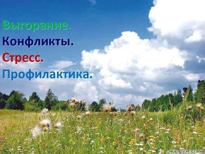 Выгорание. Конфликты. Стресс. Профилактика. 