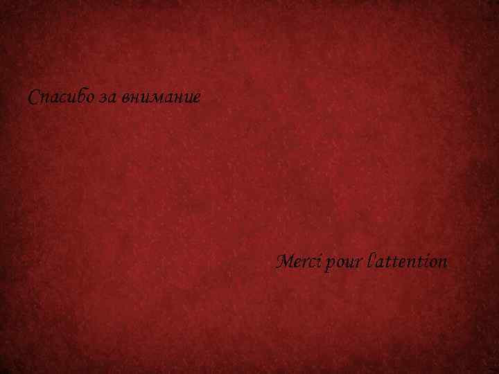 Спасибо за внимание Merci pour l'attention 