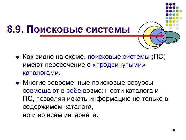 8. 9. Поисковые системы l l Как видно на схеме, поисковые системы (ПС) имеют