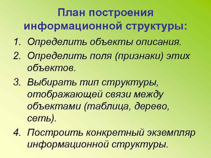 Поле признаков. План построения текста описания. План построения проповеди. Признаки поля.