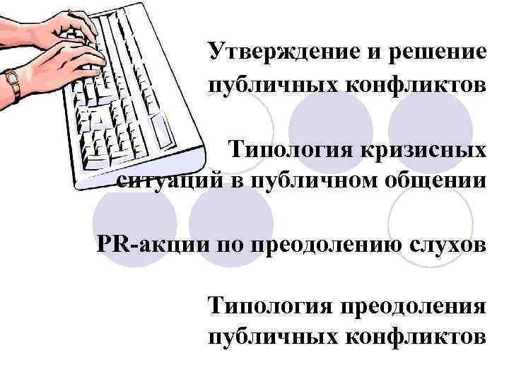 Утверждение и решение публичных конфликтов Типология кризисных ситуаций в публичном общении PR-акции по преодолению