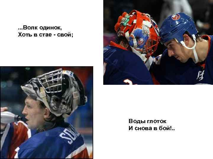 . . . Волк одинок, Хоть в стае - свой; Воды глоток И снова