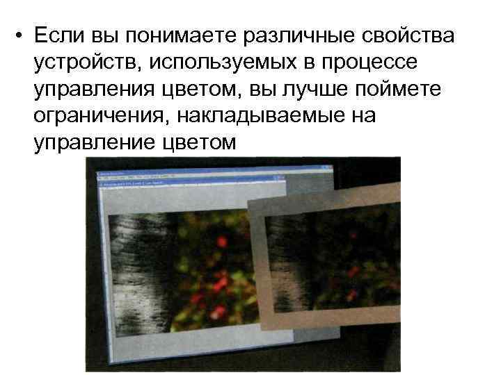 • Если вы понимаете различные свойства устройств, используемых в процессе управления цветом, вы