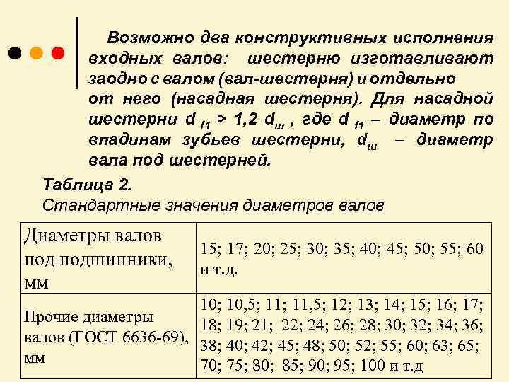 Возможно два конструктивных исполнения входных валов: шестерню изготавливают заодно с валом (вал шестерня) и