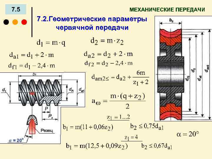 7. 5 МЕХАНИЧЕСКИЕ ПЕРЕДАЧИ 7. 2. Геометрические параметры червячной передачи 
