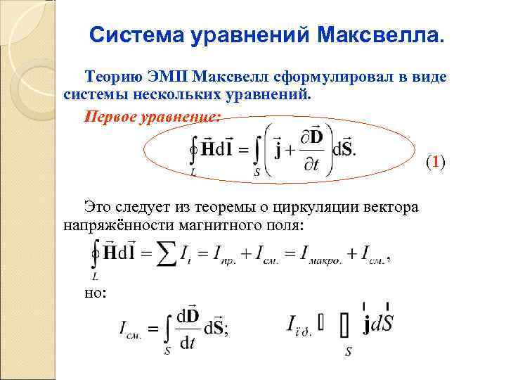 Физический смысл уравнений максвелла в интегральной форме