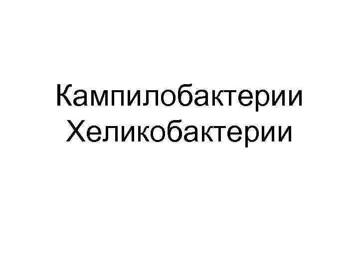 Кампилобактерии Хеликобактерии 