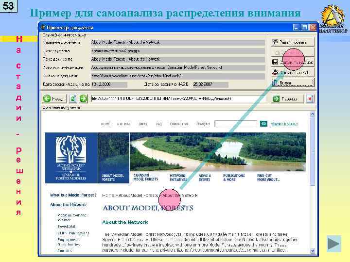 5 53 3 Пример для самоанализа распределения внимания Н а с т а д