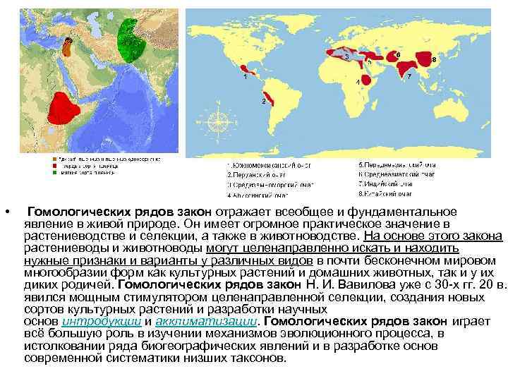  • Гомологических рядов закон отражает всеобщее и фундаментальное явление в живой природе. Он
