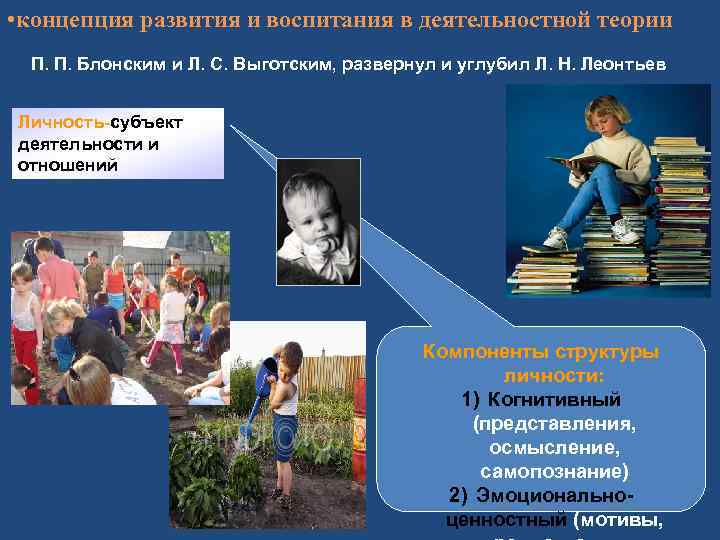  • концепция развития и воспитания в деятельностной теории П. П. Блонским и Л.