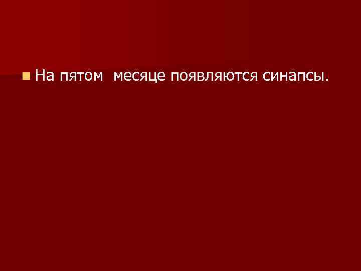 n На пятом месяце появляются синапсы. 