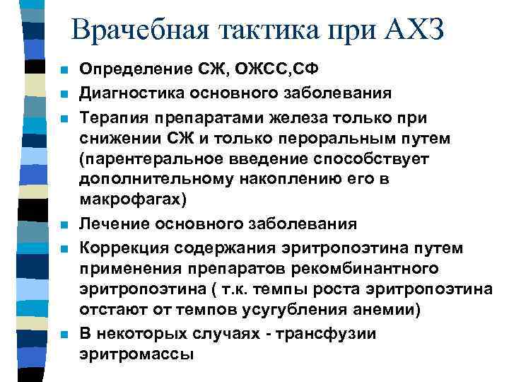 Врачебная тактика при АХЗ n n n Определение СЖ, ОЖСС, СФ Диагностика основного заболевания