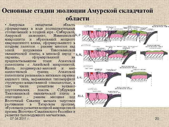 Основные стадии эволюции Амурской складчатой области • Амурская складчатая область сформирована в ходе последовательных