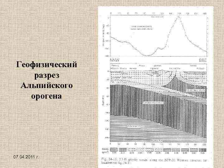 Геофизический разрез Альпийского орогена 07. 04. 2011 г. 41 