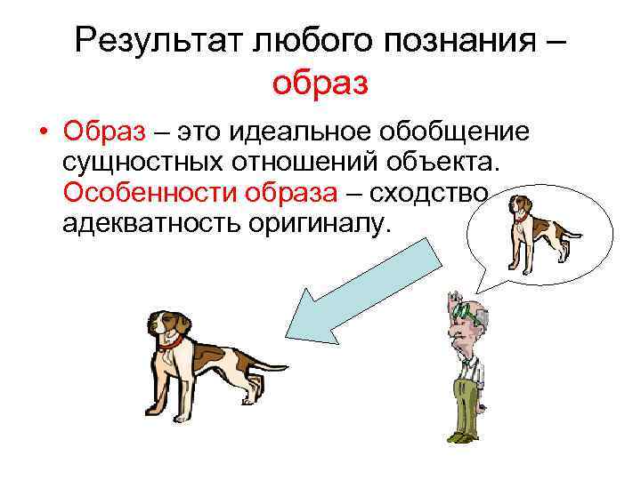 Результат любого познания – образ • Образ – это идеальное обобщение сущностных отношений объекта.