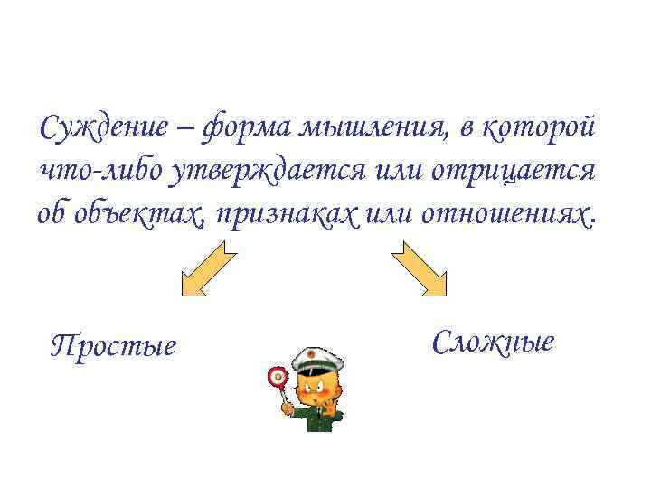 Суждение – форма мышления, в которой что-либо утверждается или отрицается об объектах, признаках или