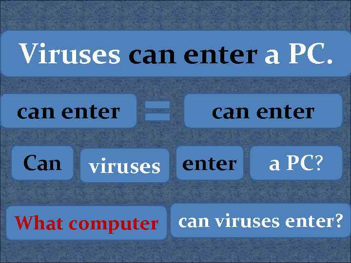 Viruses can enter a PC. can enter Can viruses can enter a PC? What
