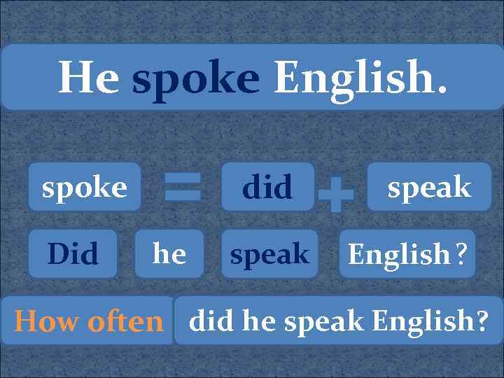 He spoke English. did spoke Did he speak English ? How often did he