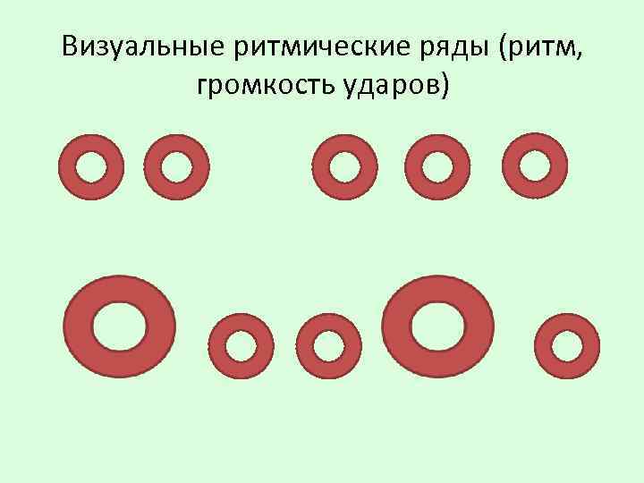 Визуальные ритмические ряды (ритм, громкость ударов) 