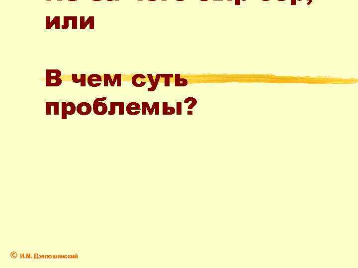 Из-за чего сыр-бор, или В чем суть проблемы? © И. М. Дзялошинский 