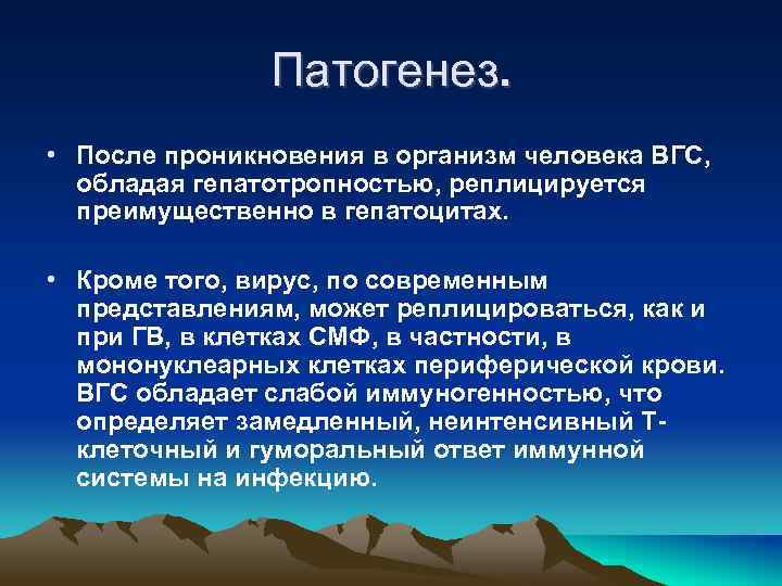 Патогенез. • После проникновения в организм человека ВГС, обладая гепатотропностью, реплицируется преимущественно в гепатоцитах.