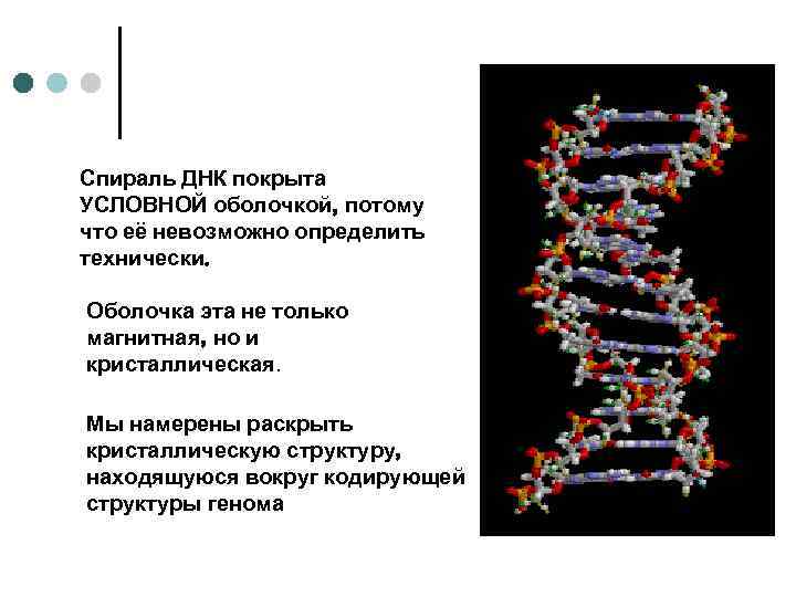 Спираль ДНК покрыта УСЛОВНОЙ оболочкой, потому что её невозможно определить технически. Оболочка эта не