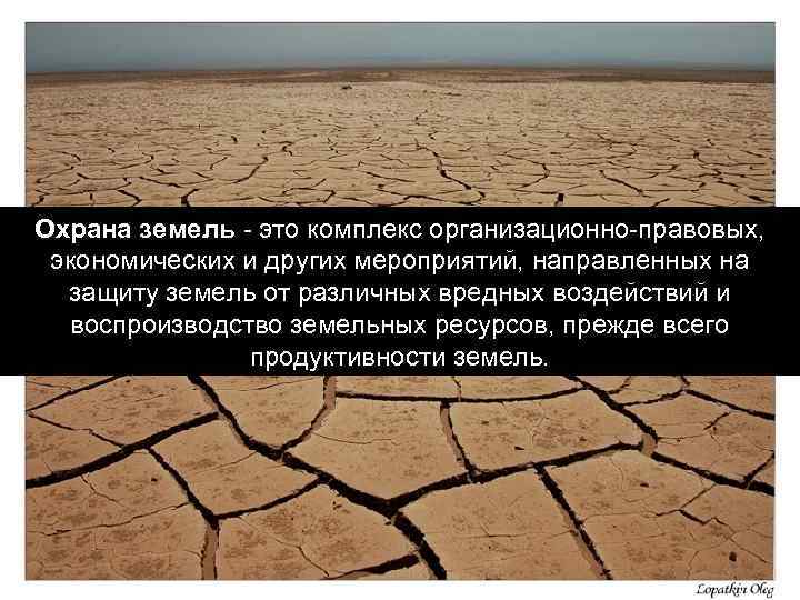 Охрана земель - это комплекс организационно-правовых, экономических и других мероприятий, направленных на защиту земель