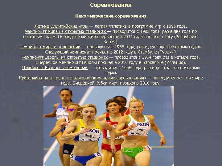 Соревнования Некоммерческие соревнования Летние Олимпийские игры — лёгкая атлетика в программе Игр с 1896