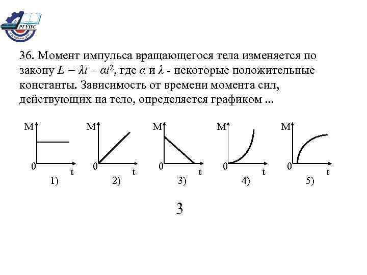 Зависимость момента импульса от времени