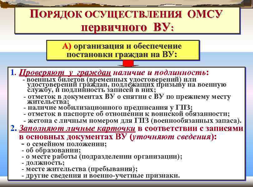 План работы по осуществлению первичного воинского учета