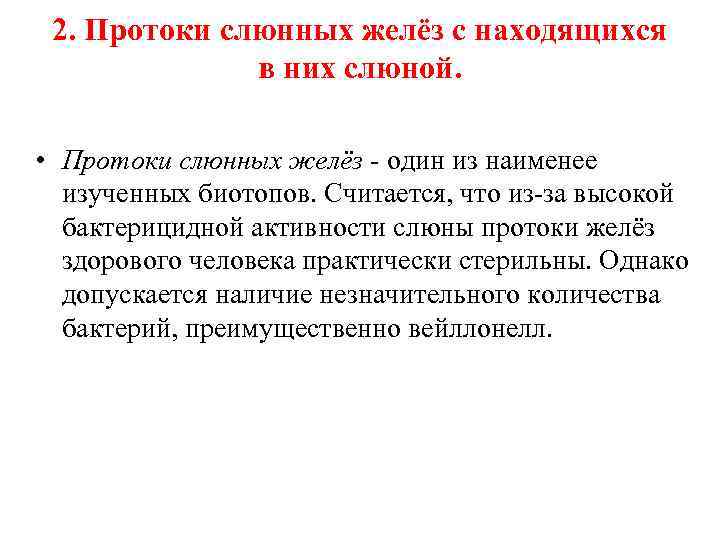 2. Протоки слюнных желёз с находящихся в них слюной. • Протоки слюнных желёз -