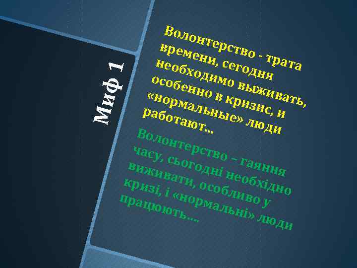 Миф 1 Воло нтер врем ство - тра ени, сего необ та дня ходи