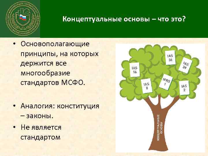 Концептуальные основы – что это? • Основополагающие принципы, на которых держится все многообразие стандартов