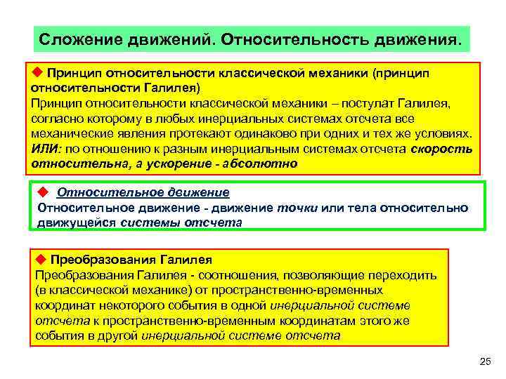 Сложение движений. Относительность движения. Принцип относительности классической механики (принцип относительности Галилея) Принцип относительности классической