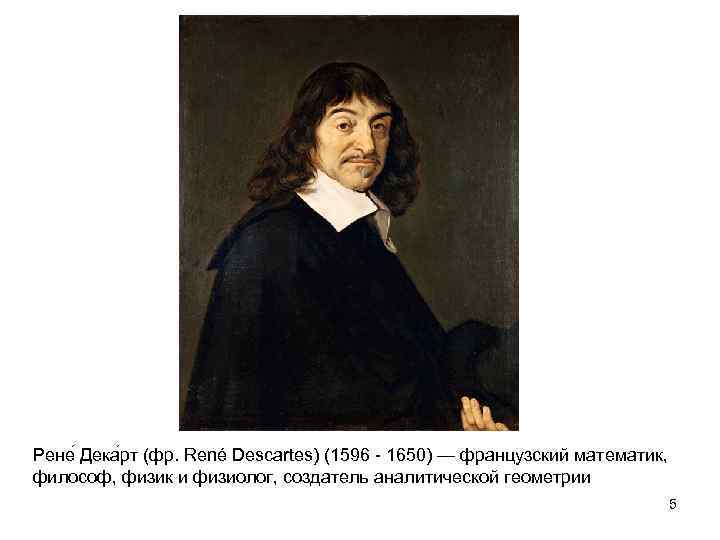 Рене Дека рт (фр. René Descartes) (1596 - 1650) — французский математик, философ, физик