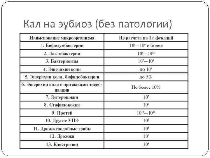 Кал на эубиоз (без патологии) 