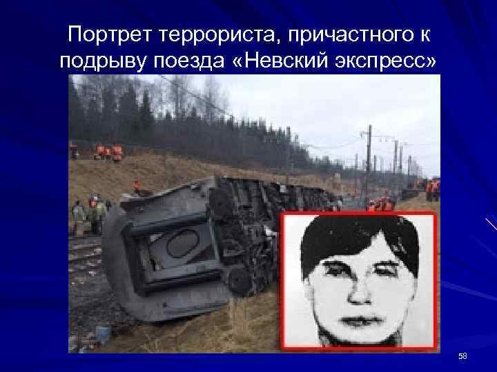 Портрет террориста, причастного к подрыву поезда «Невский экспресс» 58 