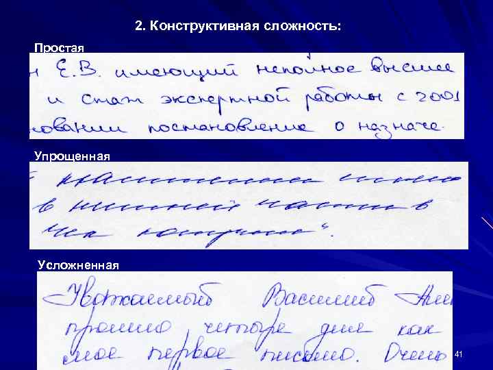 2. Конструктивная сложность: Простая Упрощенная Усложненная 41 